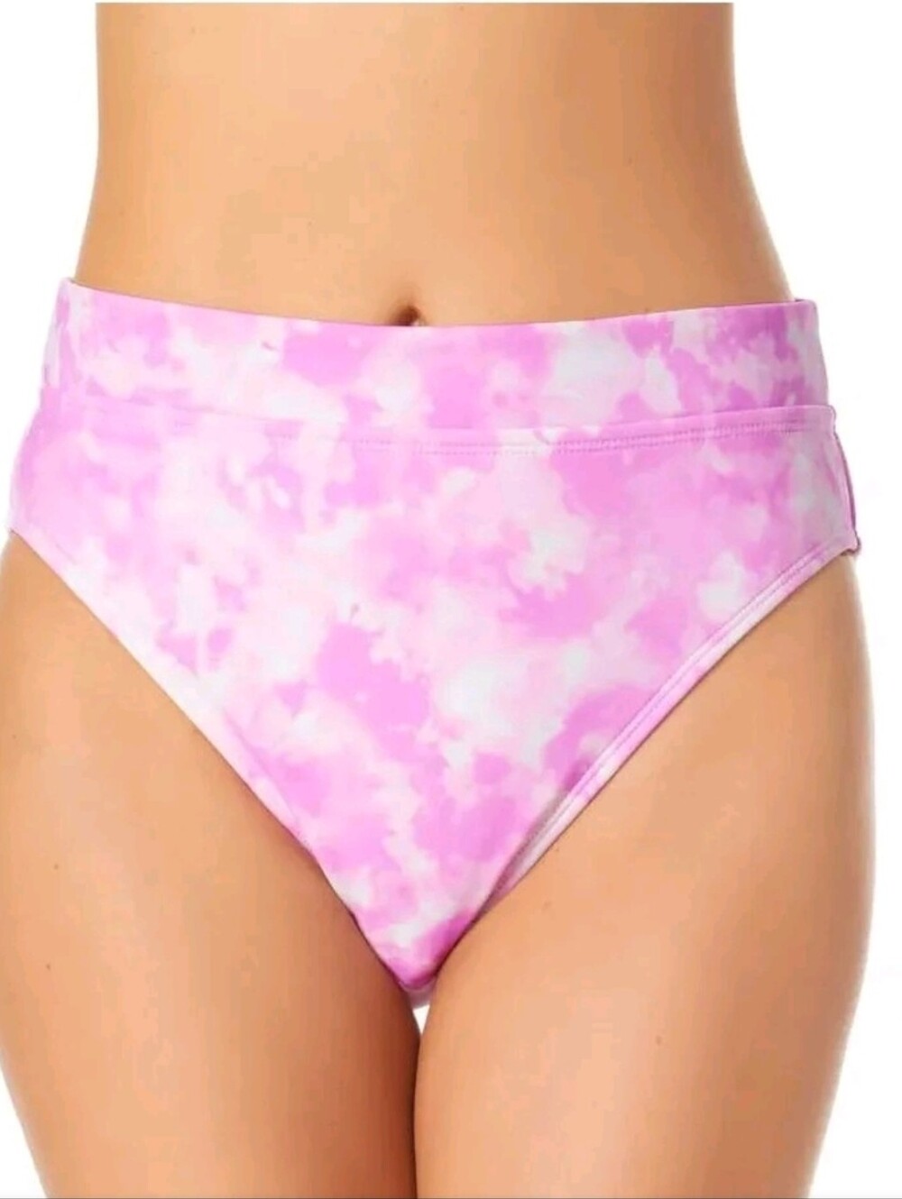 California Waves Juniors Pink Printed High-Waist Bikini Bottoms